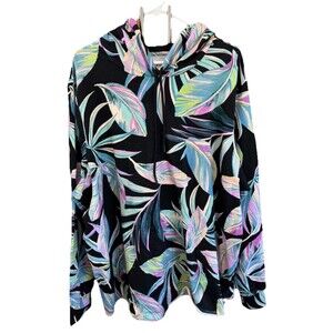Torrid Hoodie Women Black Leaf Pullover Hood Sweatshirt 4 Long Sleeve Thumb Hole